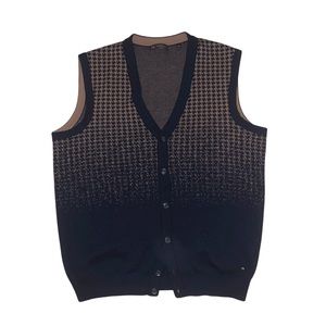 Vintage Ombre Houndstooth Sweater Vest Cardigan